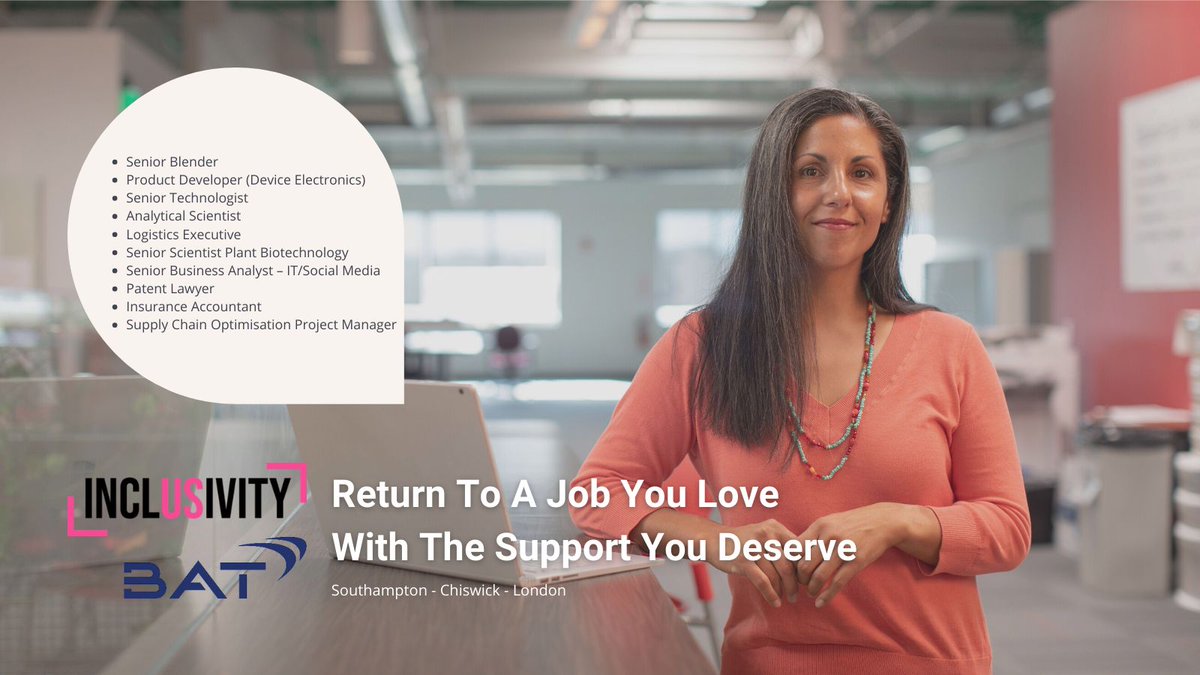 Following the success of their 2020 programme <a href="/Inclusivityjobs/">Inclusivity Partners</a> and <a href="/BATplc/">BAT</a> are committed to providing more opportunities for returners to reignite their careers. 😊🔥

Find Your Return Here: findyourflex.co.uk/returner-hub/?…

#ReturnToLaw #ReturnToTech #FlexibleWorking #LondonLife
