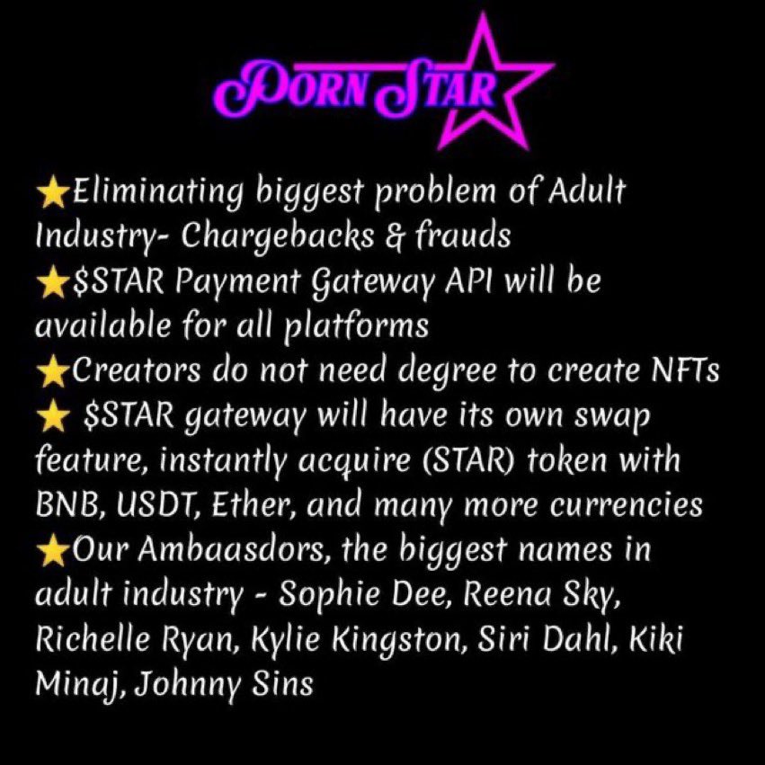 Joost_rs's tweet photo. @APompliano Join this $STAR ๐ itโs gonna be hudge ๐ฅ Will change a whole industry #NoChargeBack @pornstar_token https://t.co/WFdm3BWSdH