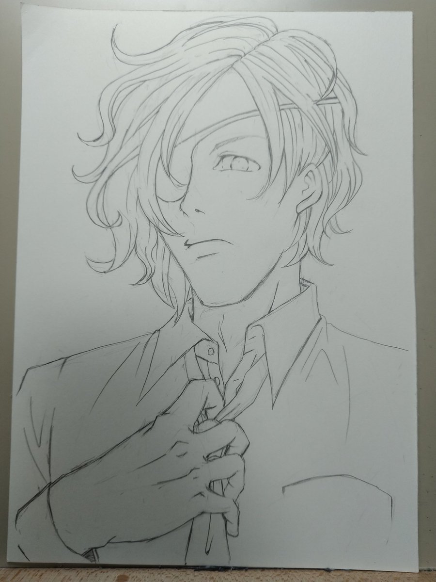 原稿への集中力がきれたので水彩画下書き。ハマってるなぁ 