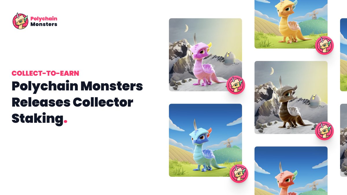 protocolmon's tweet photo. Collector Staking is LIVE! 🐲 ✨

During the last months, we worked hand-in-hand with our community to make collect-to-earn a real thing! From now on, your whole Polychain Monsters #NFT collection can earn you $PMON as a reward! 💸

All you need to know 👇
https://t.co/CSlaqaY9M4 https://t.co/5K1xt0azVf