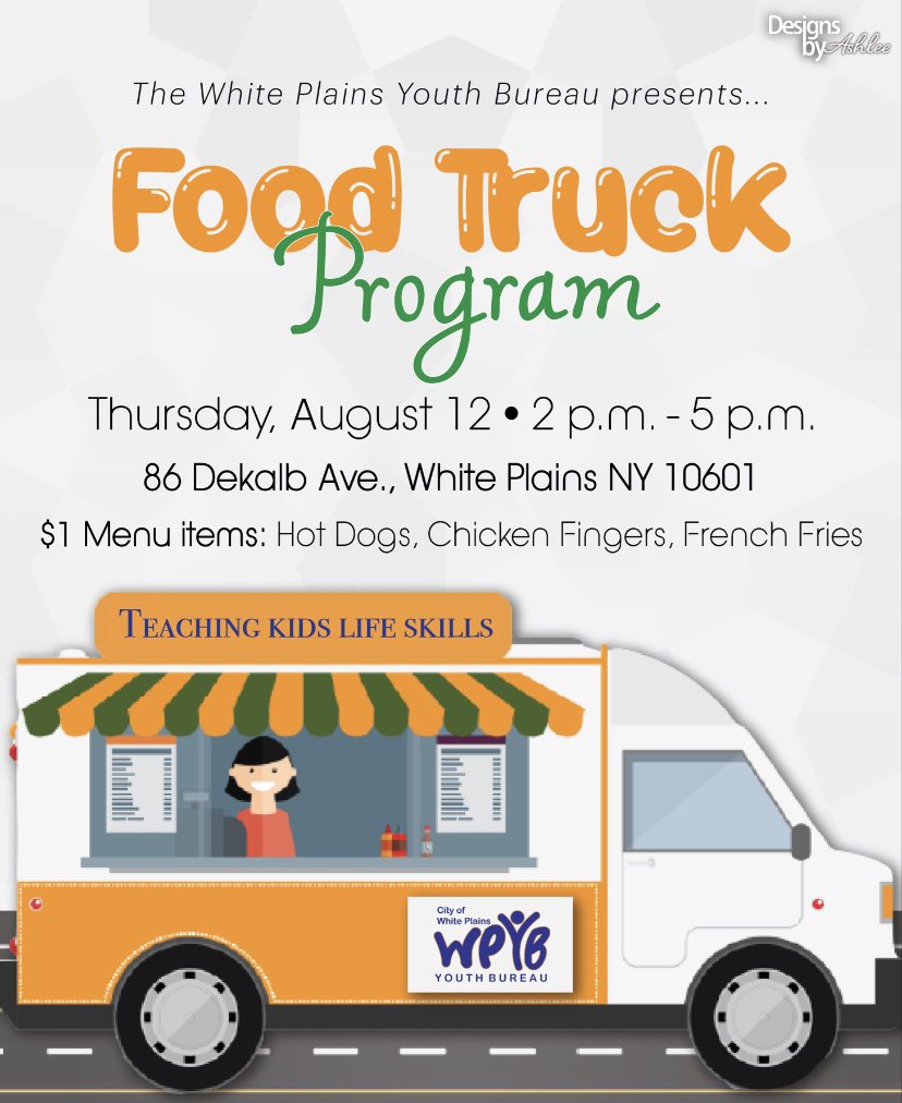 wpyouthbureau's tweet photo. This Thursday, we’re hosting our #foodtruck program again! Great weather in the forecast this time. ☀️
Our youth will be selling items for $1 each. Please consider supporting.
#WPYB #youth #entrepreneurs #share #westchestermoms #whiteplains https://t.co/wHPHL8GgnS