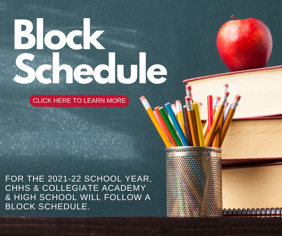 cedarhillisd's tweet photo. #BlockScheduling starts on Thursday for Cedar Hill High School, Collegiate High School and Collegiate Academy. #CedarHillISD https://t.co/CG6qpxjPMd