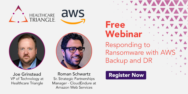 HCTriangle's tweet image. Register today bit.ly/3jiPfHS and join the free live Webinar with Joe Grinstead and Roman to learn more on how healthcare organizations can significantly reduce disaster recovery and total cost of ownership. #webinar #CloudDR #disasterrecovery #awspartner #healthcare