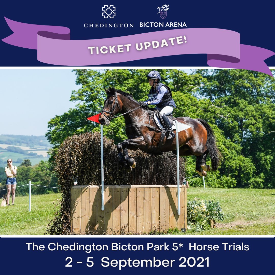 BictonArena's tweet photo. 🎫 𝕋𝕀ℂ𝕂𝔼𝕋 𝕌ℙ𝔻𝔸𝕋𝔼! 🎫

Tickets for the @Chedington18  Bicton Park 5* Horse Trials will be on sale on Tuesday 17th August. 🐴 🎉

#Bictonrocks #Eventing #Equestrian #International #Dontmissout https://t.co/fwVaUbireI