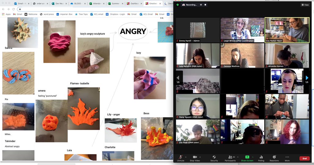 IzzyIzzyParker's tweet photo. During the workshop I ask students to create mini sculptures using colour and form to express the four basic emotions: happy, angry, sad and scared. It’s always so fascinating to see what everyone creates! #DNA2021 @DevNeuroAcademy https://t.co/EleAygMxV8