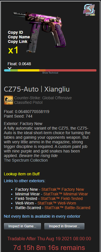 📢 CSGO GIVEAWAY TIME!!!

FN CZ75-Auto Xiangliu w/ 1x Atlanta 2017 SK Holo best position 

JUST FOLLOW AND RT TO ENTER ✔️

Rolling when tradable (7 days)⌛️