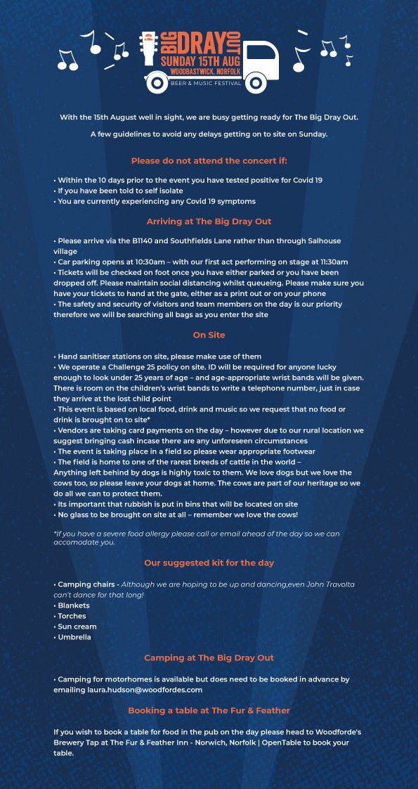 Heading to our #BigDrayOut this weekend? Here's all you need to know... We can't wait to see you there! 🍺

Not got your tickets yet? Head to bit.ly/3jE4RWk to secure yours!