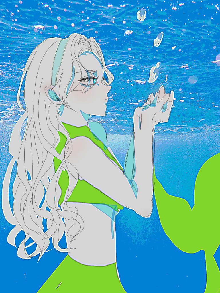 Muggle_hatemath's tweet image. 물의 정령 느낌을 주고 싶었지만..