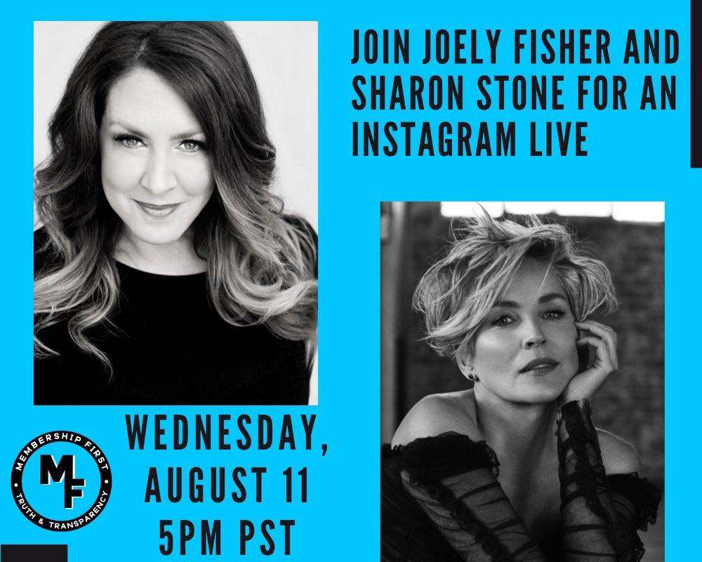 Wow! Sharon Stone & Joely Fisher are doing a SAG-AFTRA Instagram Live about putting our Membership FIRST @sharonstone @MsJoelyFisher @instagram @MatthewModine #inconversationwith #sagaftra #MembershipFirst