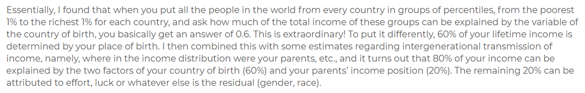 The rule of 60/20/20 by <a href="/BrankoMilan/">Branko Milanovic</a>. 
Staggering, terrifying, but also liberating.