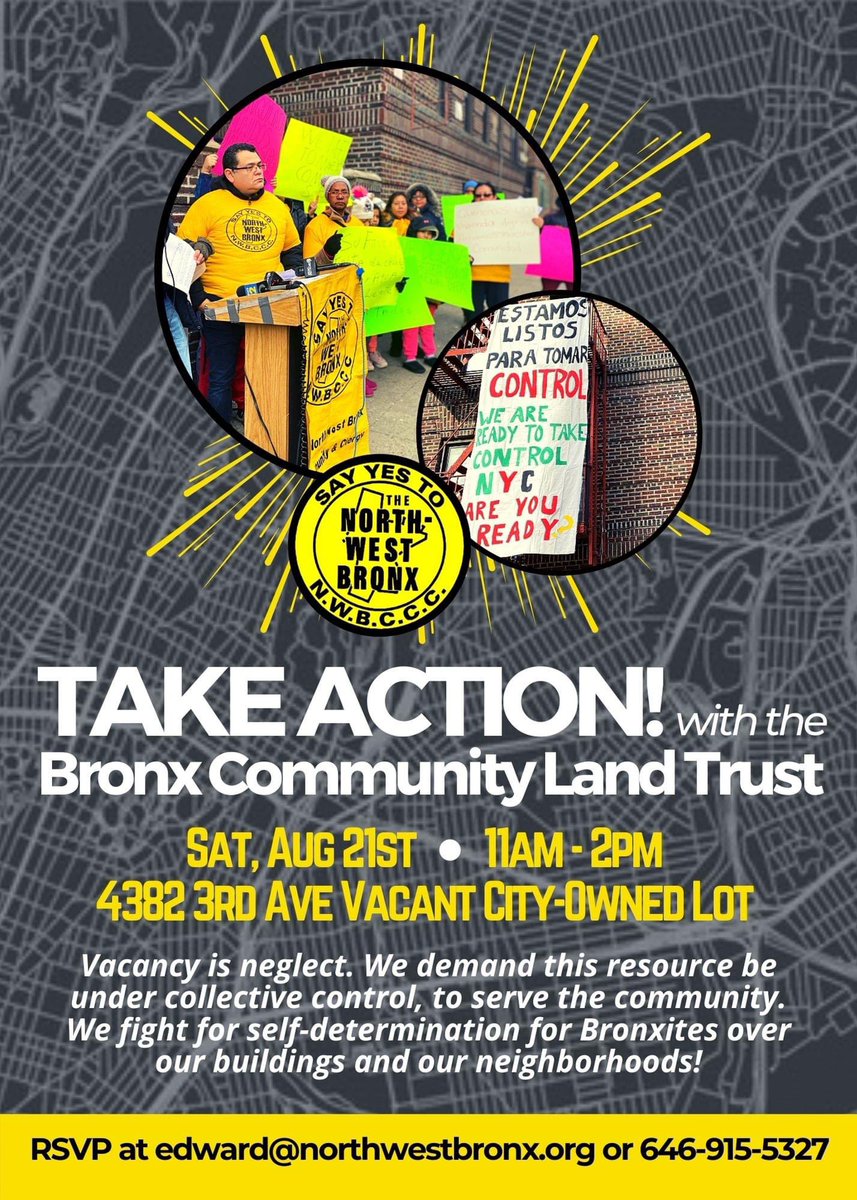 NWBCCC is planning to show up powerfully at 4283 3rd Avenue, a vacant city owned property. Vacancy is neglect! We believe that this resource should be under collective control, to serve the community here forward. RSVP today! #CLTs #communitycontrol