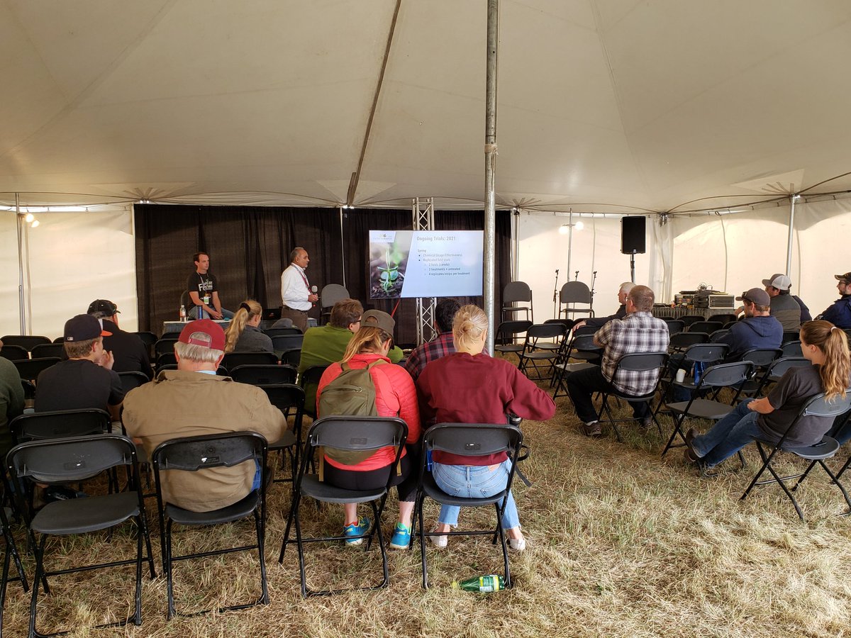 Great tag team effort from Dr Briar and Daniel Stefner, presenting @OldsCollege preliminary results and future trial plans for evaluating optical spot spray technology @AgSmartOlds, funded by @ABInnovates @westerngrains @SaskWheat with support from @croplandsca