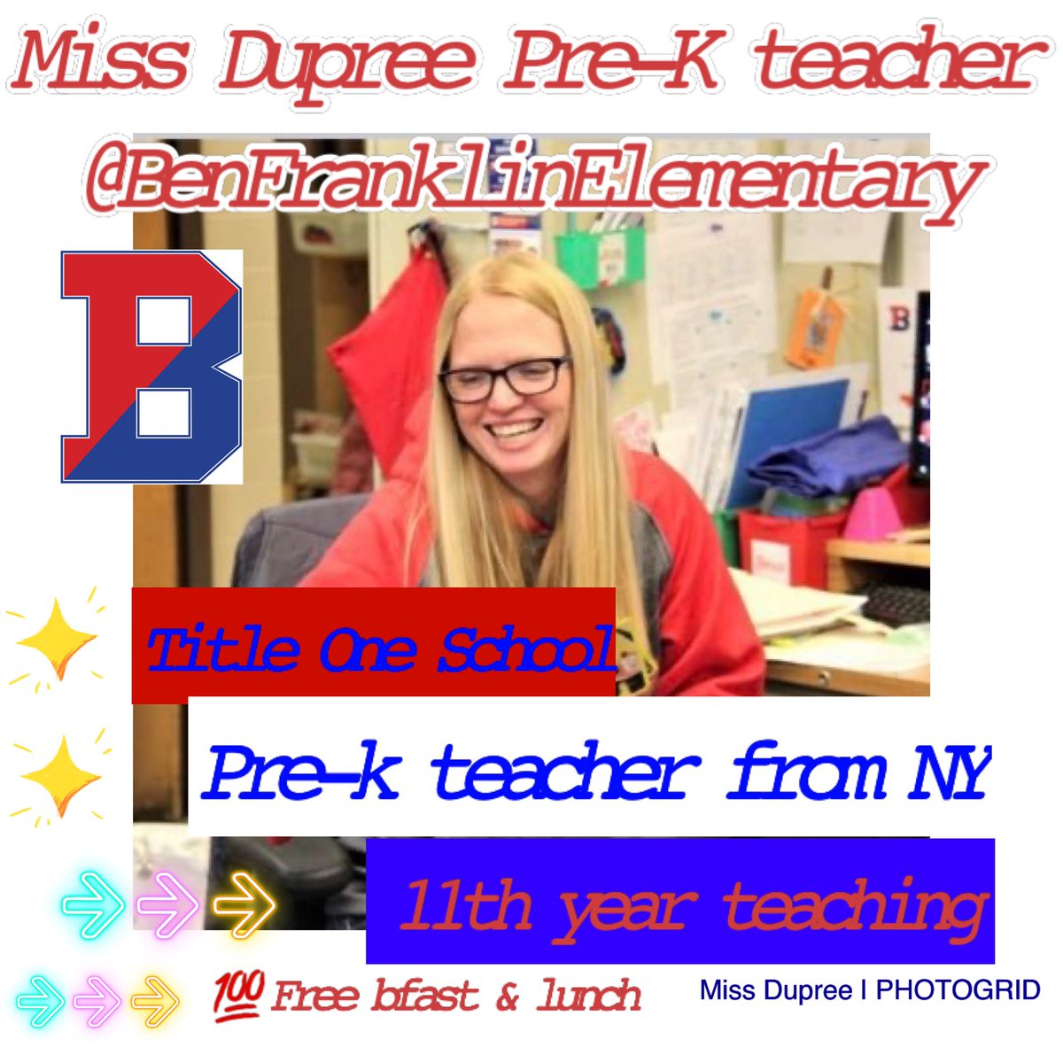 MissDupree11's tweet photo. @chandra7thomas Pre-k teacher from NY. Title 1 school. 100% of students get free bfast and lunch! I have 8 items left to clear my list! Anything thing helps. #retweet #clearalist #supportingteachers #Chandrarocks #adoptateacher https://t.co/09bSWqD7PQ https://t.co/A3YJbimpK9