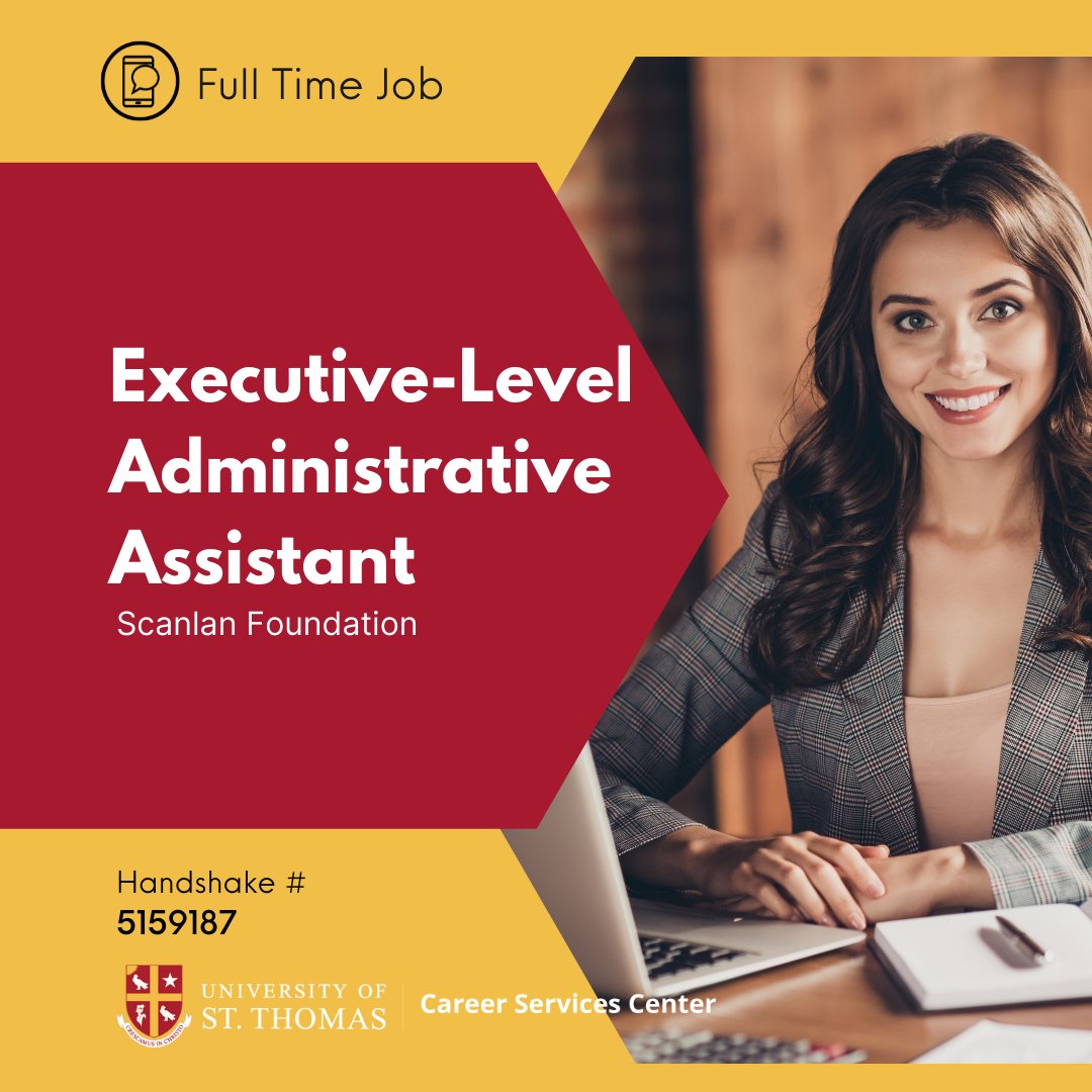 Hello Celts!🦁
.
Scanlan Foundation is hiring an Administrative Assistant who can do clerical tasks. The candidate must have a minimum of 3 years of relevant work experience.😀
.
Learn more visit Handshake #5159187
