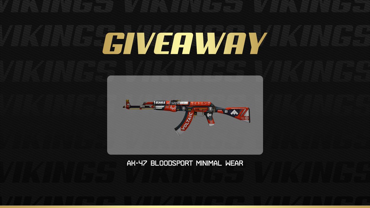 GIVEAWAY W. VIKINGS
Thanks to <a href="/wikpz/">wik</a> for the pic
Get the chance to win AK-47 Bloodsport MW
To enter

-Follow @addiicsgo &amp; <a href="/vikings_sport/">Vikings Esport</a>
-Retweet 🔁
-Tag 2 friends 2⃣

Winner is drawn on the 22nd of August
#giveaways #CSGO #csgoskins #CSGOGiveaway #skingiveaway #csgoskinsgiveaway