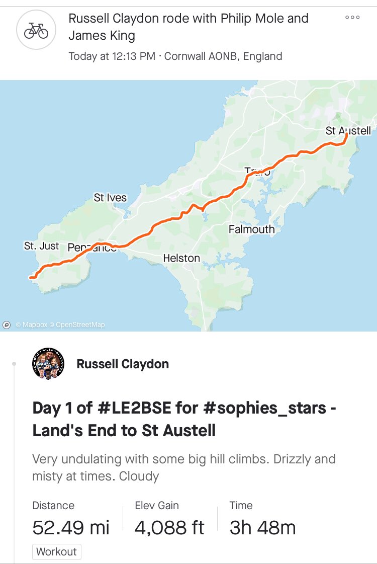 russclaydon's tweet photo. Day 1 of #LE2BSE for @sophie_stars complete. Light rain for most of the day and some hills tackled the size of which were new territory to a group of #Suffolk boys! https://t.co/csGeKMROK9 https://t.co/DHC5MTzhWB