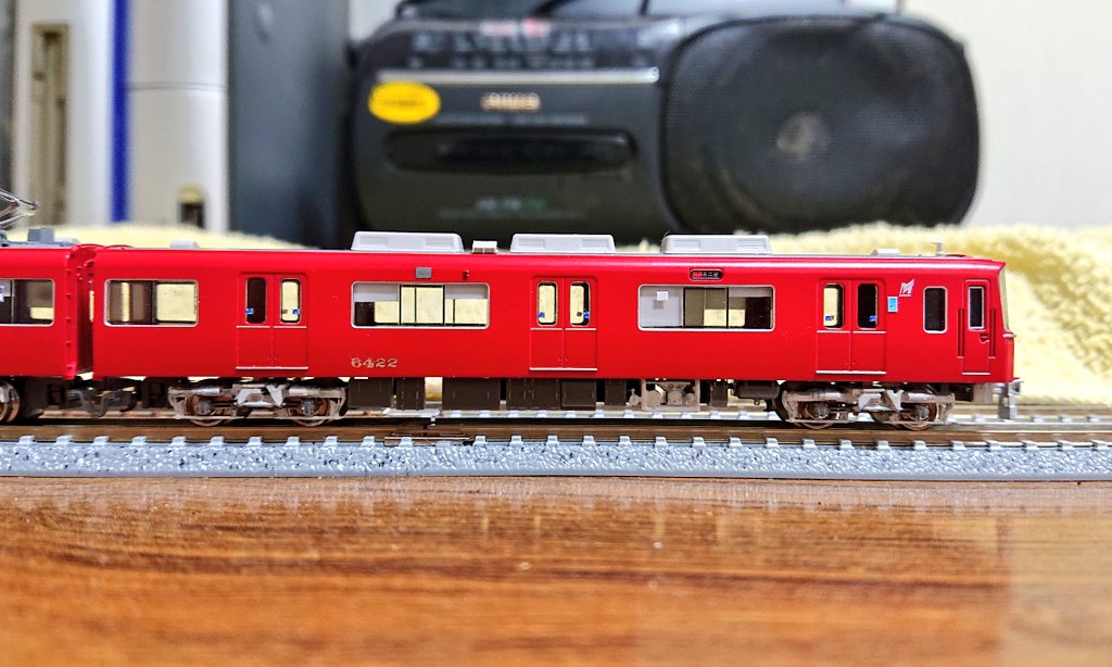 laputaman811's tweet photo. 実車どおりに床下機器を塗り分けてみました。
ちょっと白すぎましたね。
灰色車輪を付ければマシになるかな?
#名鉄 #名鉄6500系 #6522F
#6422F #nゲージ https://t.co/iVx2jFNsOh
