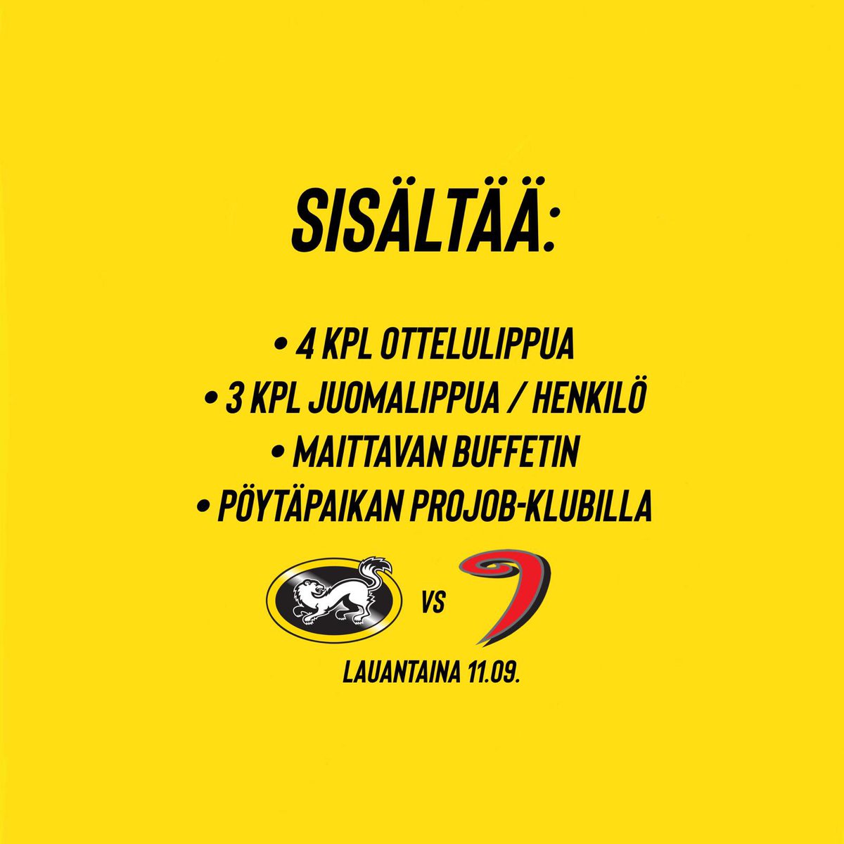 Laitetaan kolme kappaletta klubipaketteja Kärppien Liigakauden kotiavaukseen, sinulle ja kolmelle kaverille!  

Näin olet mukana:
🔁 + ❤️

Kisa käynnissä myös Instagramin puolella, paketit arvotaan 21.8.

#Kärpät #Liiga #JYPliiga