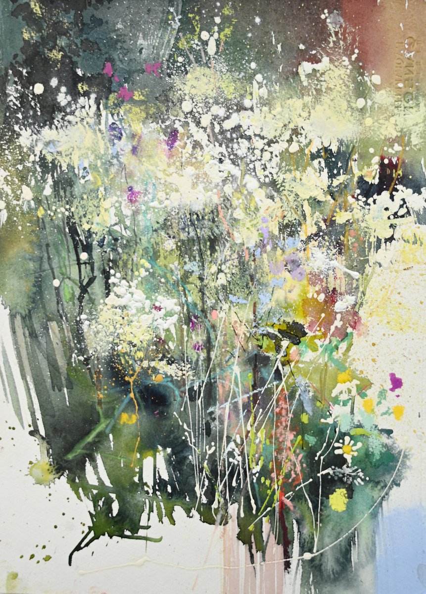 'Meadow Sweet'
Mixed media38x28cm
 #enplainair #painting #meadowflowers
