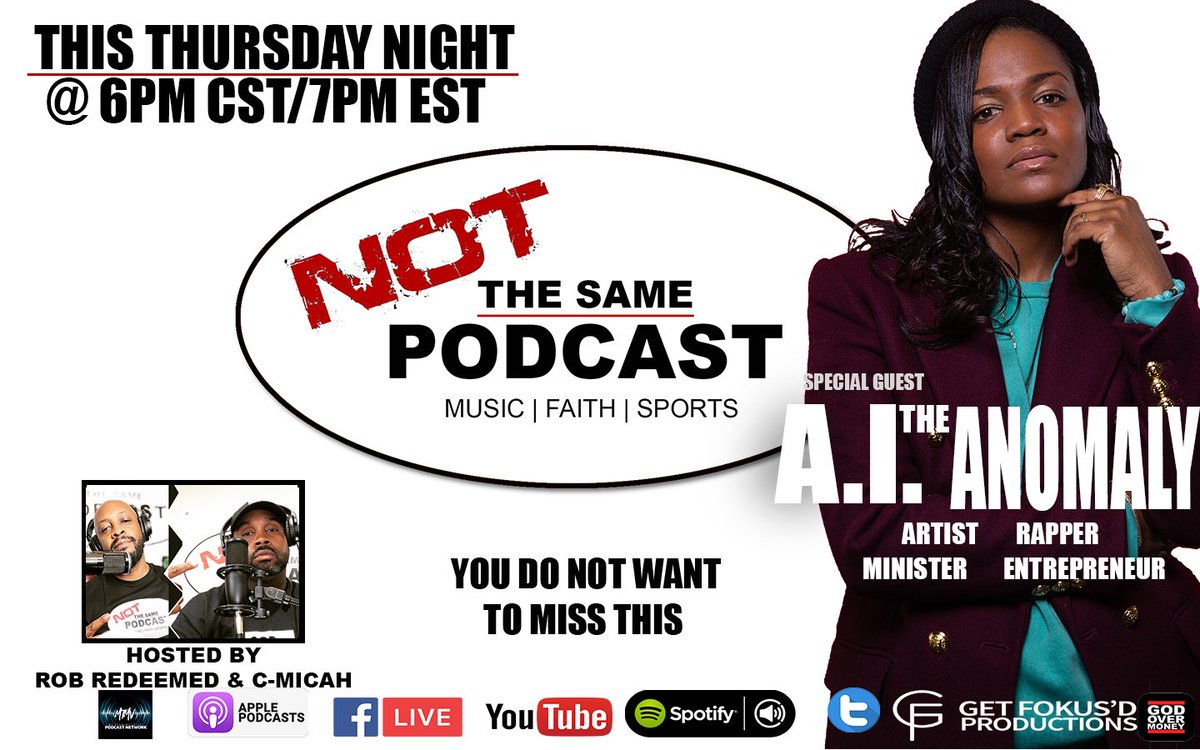 notthesamepod's tweet photo. Tomorrow night at 6pmCST, lock in with us! #notthesamepodcast #mtmvsportspodcastnetwork #chh #aitheanomaly #getfokusdproductions #godovermoney #music #faith #sports #podcast #ecammlive https://t.co/vZ58y2BHFv