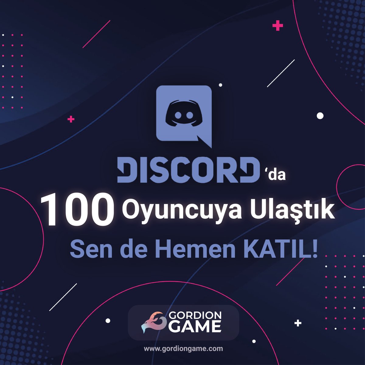 gordiongamefrp's tweet image. Discord sunucumuzda 100 kişiye ulaşmış bulunmaktayız. 🎉🎉🎉
Sen de Discord topluluğumuza katılmak istiyorsan Gordion Game&apos;in web sitesinden katılabilirsin.

#frp #fantasyroleplay #gordiongame #gordion #altınşehir #kutuoyunu