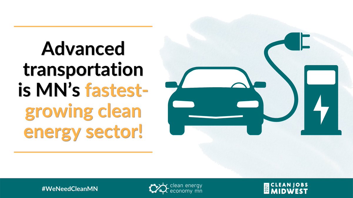 🚙 More than 3K Minnesotans work in advanced transportation -- MN’s fastest-growing #cleanenergy sector! 👏 #CleanCarsMN

#WeNeedCleanMN | #CleanJobsMidwest

Full report out today! 👉 bit.ly/3Ac8CZQ