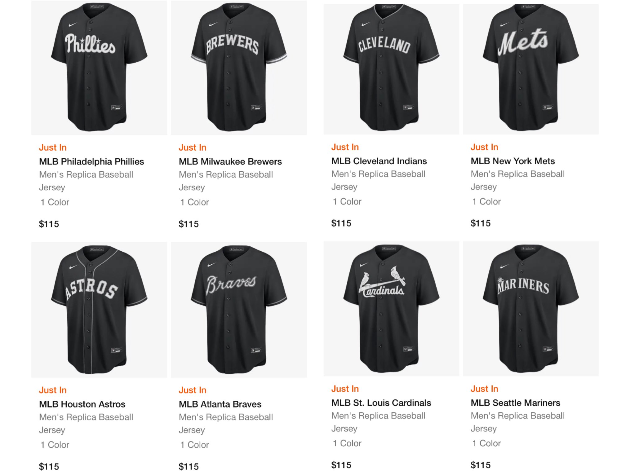 mlb black and white jerseys