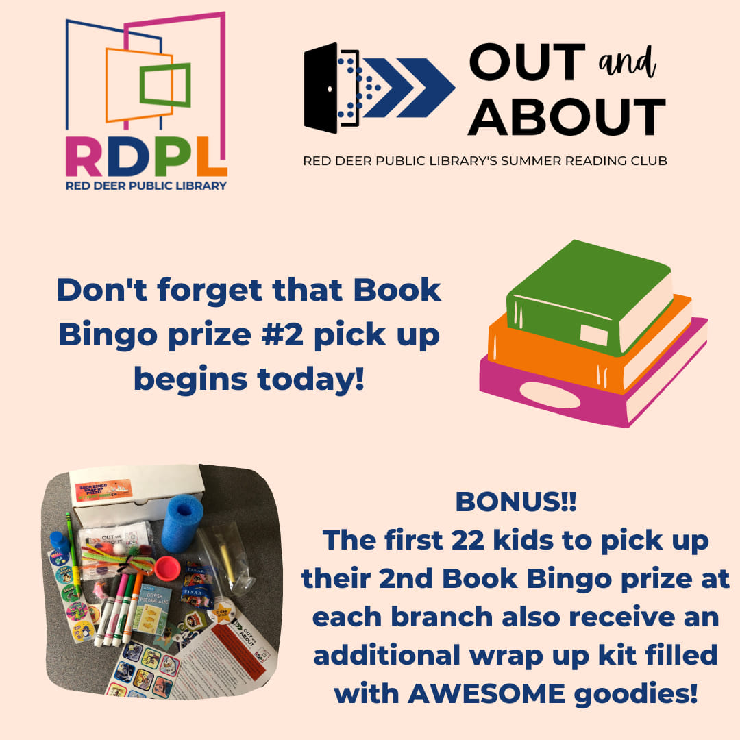 rdpl's tweet photo. Today is the first day to get your second Kids' Summer Reading Club Book Bingo prize! The first 22 kids to pick up their prize at each branch will also get a super fun bonus kit! #beRDPL https://t.co/71DytX1TMN