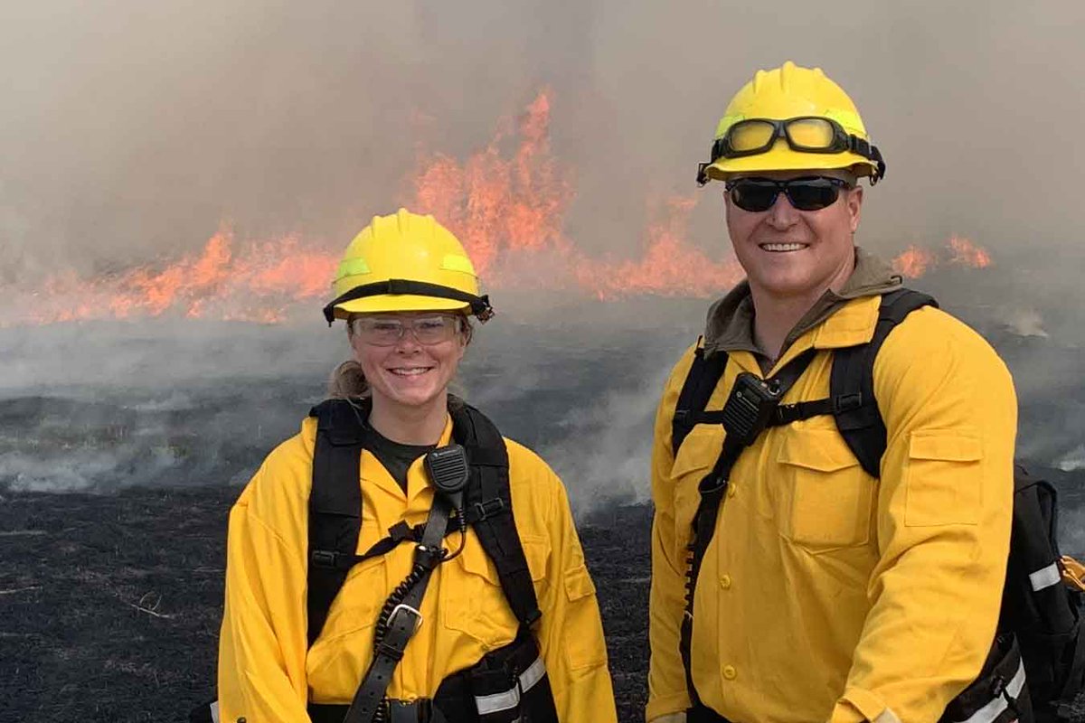 DakotaState's tweet photo. Natalie Van Wyhe’s time attending DSU helped her achieve a lifelong goal of becoming a firefighter. #DSURising #DSUAlum
https://t.co/m0LCy0rGrn https://t.co/JSizEiSi2W