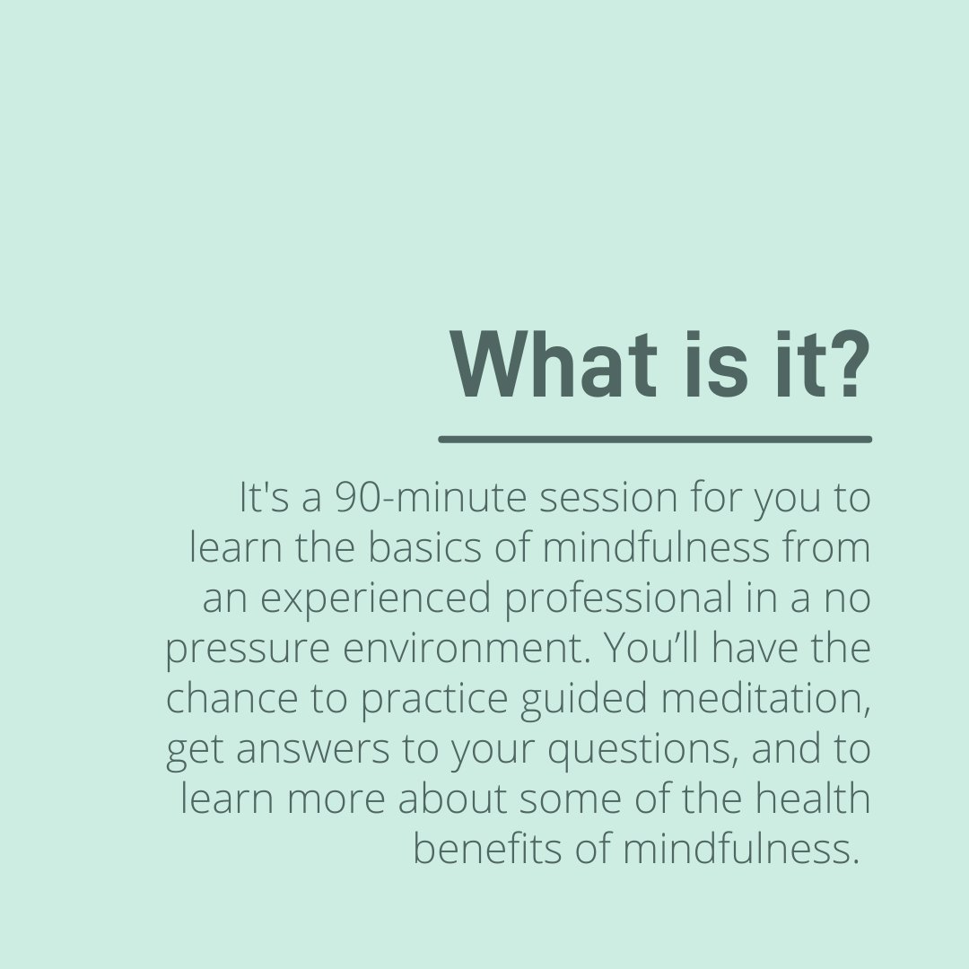 mindspaceclinic's tweet photo. Looking to get started, or restarted, on your mindfulness journey? This 90-minute session is for you. Register now: https://t.co/Rcxnp0XfK8 https://t.co/IeblbRWXh8