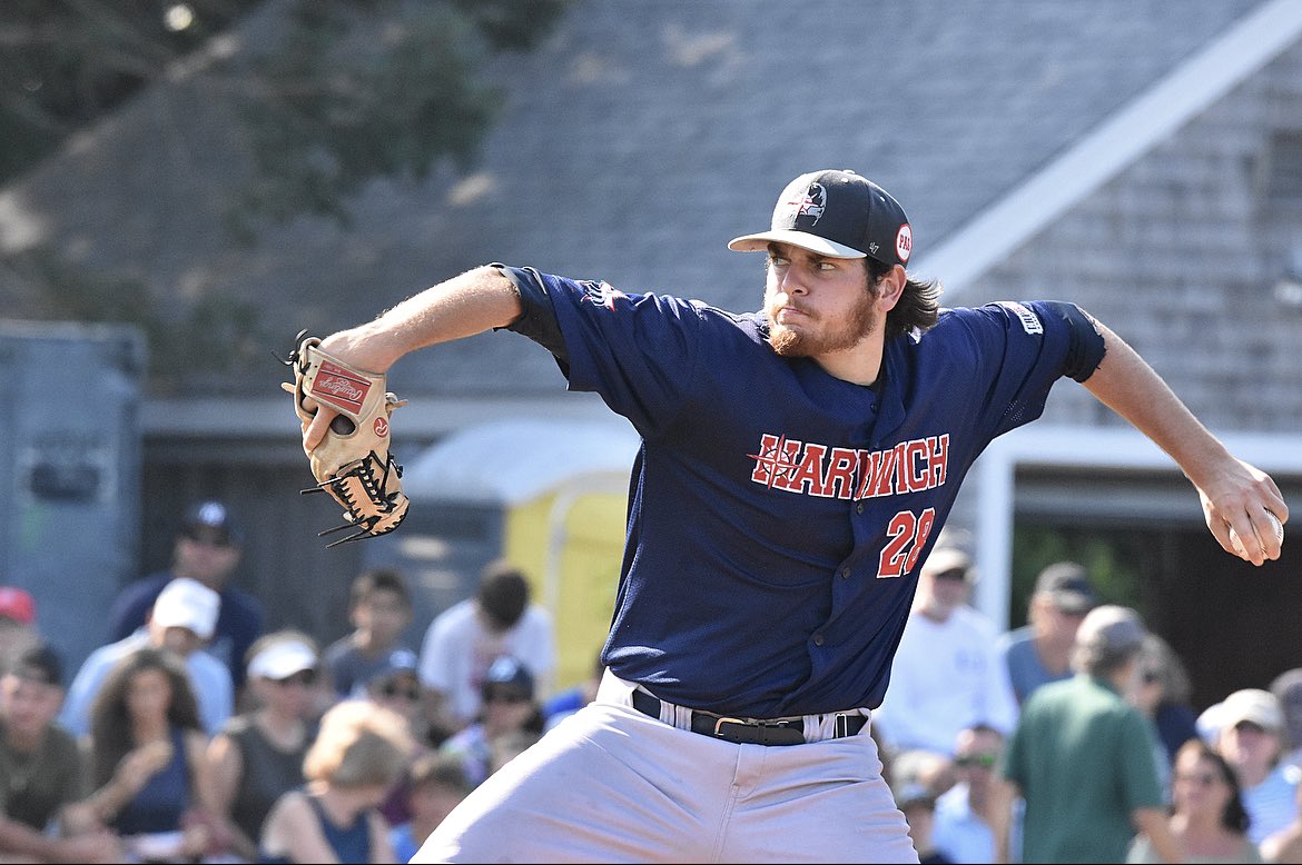 BradJoyal's tweet photo. “I haven’t seen an arm dominate like that since the Lincecum years. That’s Hall of Fame stuff right there.” 

@HarwichMariners pitcher Trey Dombroski takes home @OfficialCCBL’s Most Outstanding Pitcher Award.

📰: https://t.co/3ogF7R18X3 https://t.co/RaIS3KIYB8
