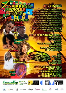 Next week Sunday, 21st August 2021 - Coventry and The Midlands - join me, JC Lodge alongside Wayne Wonder, Tippa Irie, Sandra Cross, Peter Hunnigale and Ossie Gad, LIVE on Stage! Carnival and Show throughout the day, in the City Centre!