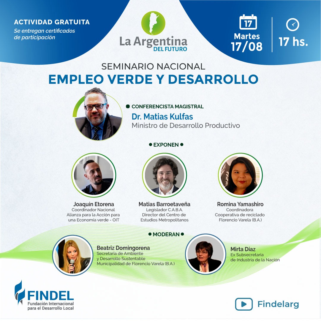 Orgullo participar en este intercambio sobre #empleoverde y #desarrolloproductivo en un panel que abarca todos los niveles de la gestión pública, hay ganas de debatir  #sustentabilidad e #inclusión. Gracias @Findel_arg @KulfasM @mbarroetavena @EstudiosMet @_un_page @OITArgentina