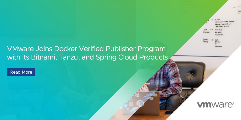 bitnami's tweet photo. VMware’s Bitnami, Tanzu and Spring products have been labelled as “Verified Publisher” in Docker Hub. Read this blog post to learn more. @VMwareTanzu @springcentral https://t.co/6u10LAgKBJ #DevOps #containers #DockerHub https://t.co/MeDwRgMarr