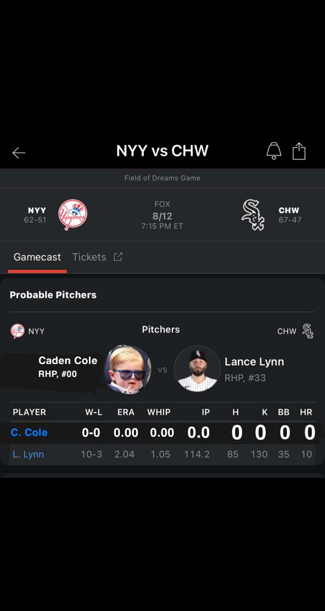 BREAKING: Caden Cole, son of Gerrit Cole, to start Field of Dreams game vs White Sox. #Yankees #SquadUp https://t.co/VxcelY1cjh https://t.co/oNwP1Y6c61