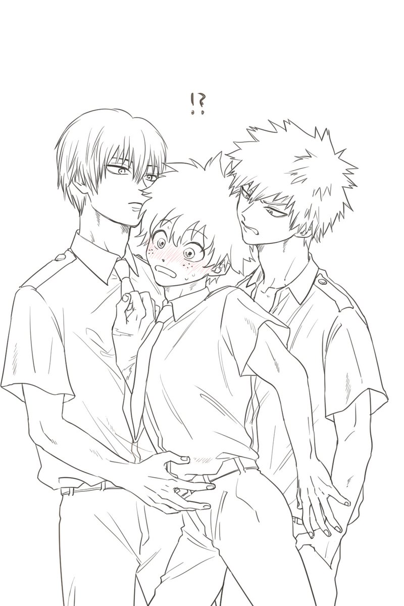 轟出か勝デクか選べなかったのでサンドしてみた

思いのほかすごく楽しく描けた…明日塗ろ… 