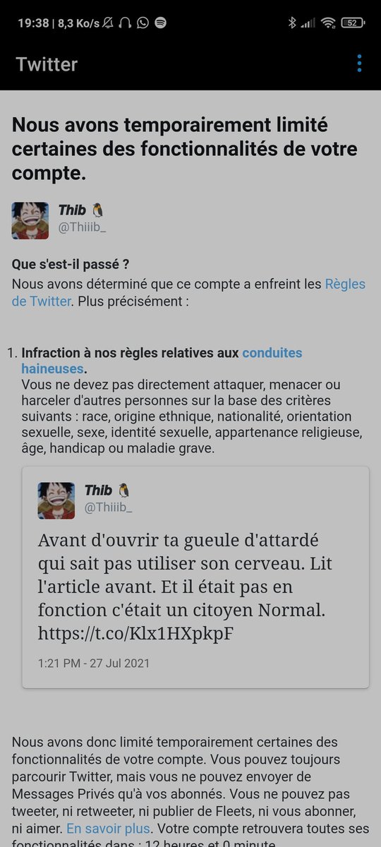 HappyTraap's tweet photo. Salut second compte de @Thiiib_ 
J'ai sauté pendant 12h pour avoir répondu à une connasse d'anti flic ya un mois mdrr
Bref merci @Twitter de me ban 12h au lieu de vous occuper d'autre chose plus grave ❤️❤️
Y'en à qui sont racistes, homophobes et j'en passe mais tkt mdrrr https://t.co/WGhy6JM4m0