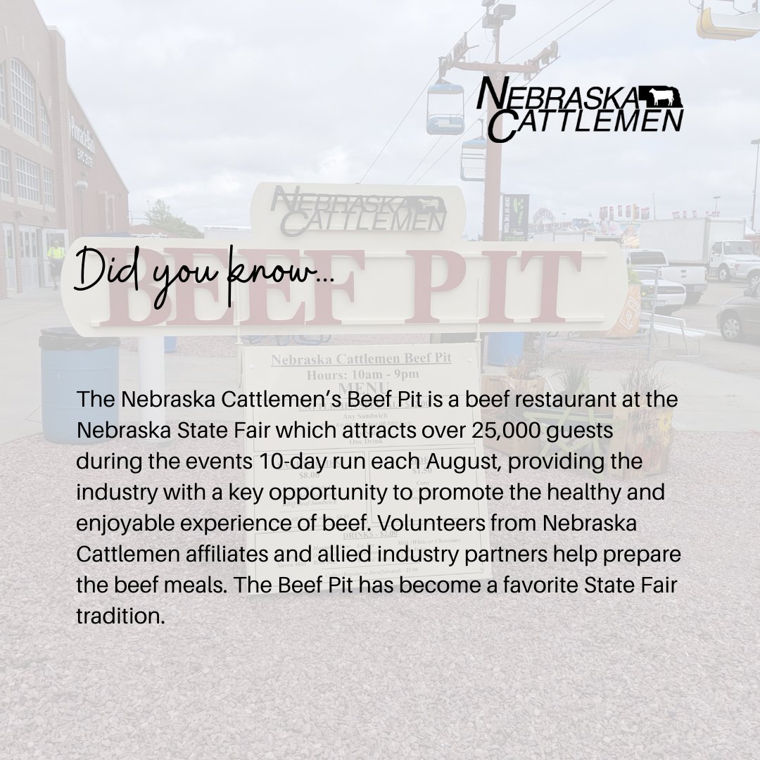 NECattlemen's tweet photo. Stop by the Nebraska Cattlemen Beef Pit during the 2021 Nebraska State Fair August 27 – September 6, 2021. The Beef Pit is one of the stops on the Beef Passport Program.
#NCPrograms #BeefPit https://t.co/SMyGhLR3pk