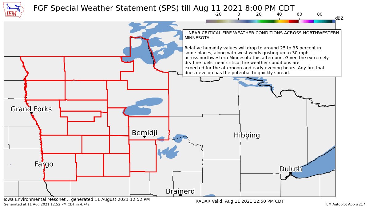 NEAR CRITICAL FIRE WEATHER CONDITIONS ACROSS NORTHWESTERN MINNESOTA for Clay, East Becker, East Marshall, East Polk, Hubbard, Kittson, Lake Of The Woods, Mahnomen, Norman, North Beltrami, North Clearwater, Pennington, Red Lake, Rosea... till 8:00 PM CDT https://t.co/cFvjYVrLkX https://t.co/XThpktyUUq