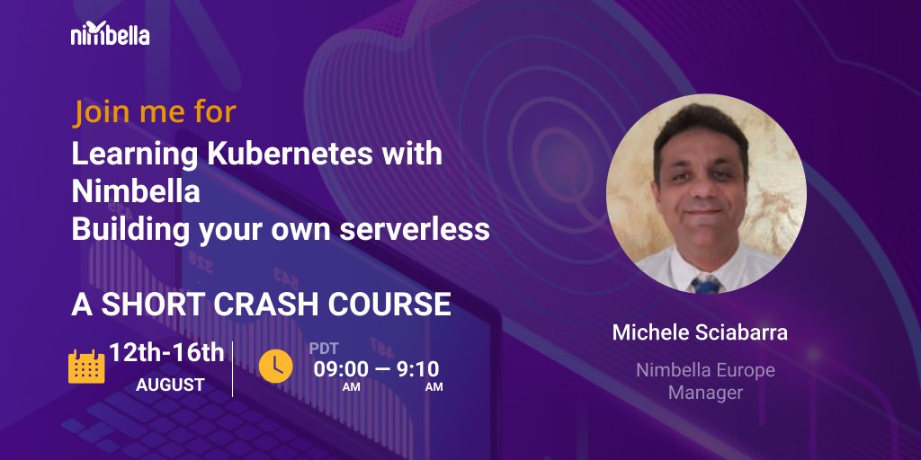 nimbella (@nimbella) on Twitter photo Check out short crash course with Nimbella's <a href="/sciabarracom/">Michele Sciabarra</a>, who will be teaching #Kubernetes by building a #Serverless environment step by step. Register now for these 10-minute sessions that will happen for three days this week. Listen to them on the go! bit.ly/3iFmKEU Check out short crash course with Nimbella's <a href="/sciabarracom/">Michele Sciabarra</a>, who will be teaching #Kubernetes by building a #Serverless environment step by step. Register now for these 10-minute sessions that will happen for three days this week. Listen to them on the go! bit.ly/3iFmKEU