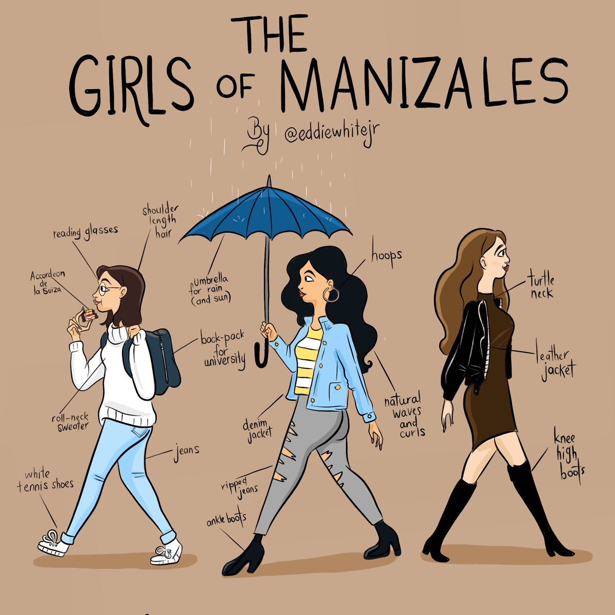 EddieWhiteJr's tweet photo. THE GIRLS OF MANIZALES - The girls of this mountain top city in the coffee region have their own looks. A city with 7 or 8 universities means comfort, style and also function (backpacks, sneakers for walking etc) plays a part in their every day dress. #manizales https://t.co/VuX5hN1fnW