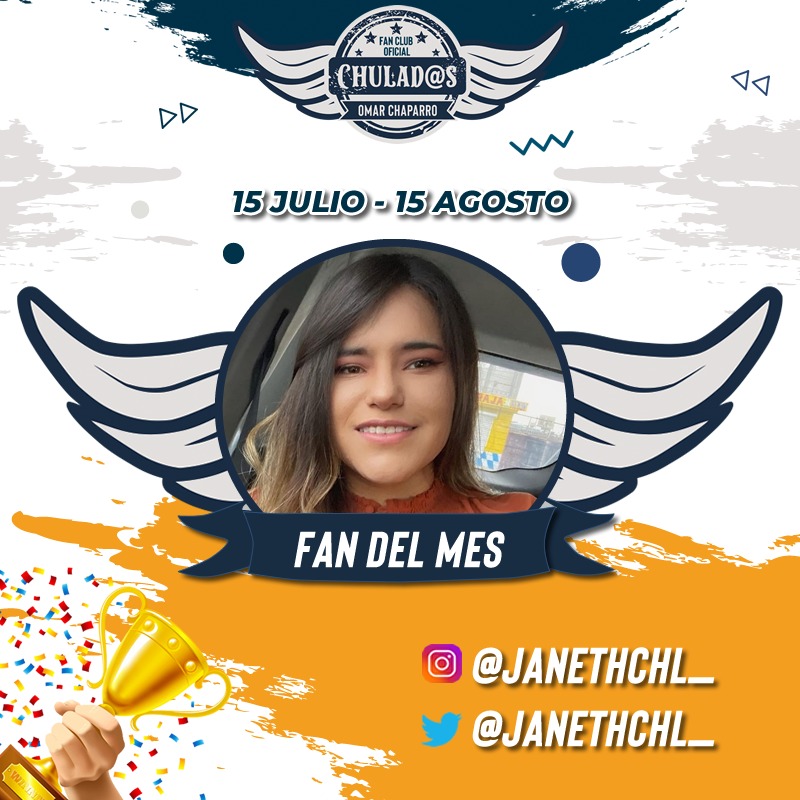 chuladasfansoch's tweet photo. Felicidades a la hermosa chulada @janethchl_ por ser ganadora de #FanDelMes y por ganar en el Rally de las Chuladas 🎉🎉🎉
Muchas gracias por todo tu apoyo para nuestro querido @OMARCHAPARRO 💕
Te queremos hermosa 😘 https://t.co/vLZrDwzQez