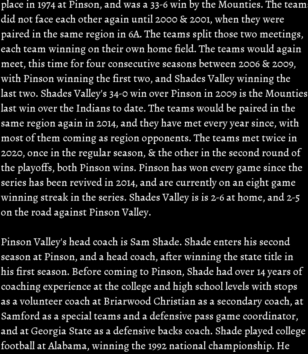 svmounties's tweet photo. In the 3rd installment of our 10th Annual Mounties Preseason Football Preview, we glance at our second matchup, an away game on August 27th against the defending 6A champion & preseason #1 ranked Pinson Valley Indians.๐ดโซ #GoMounties #100SeasonsOfMountieFootball https://t.co/xB2cfSo7Jt