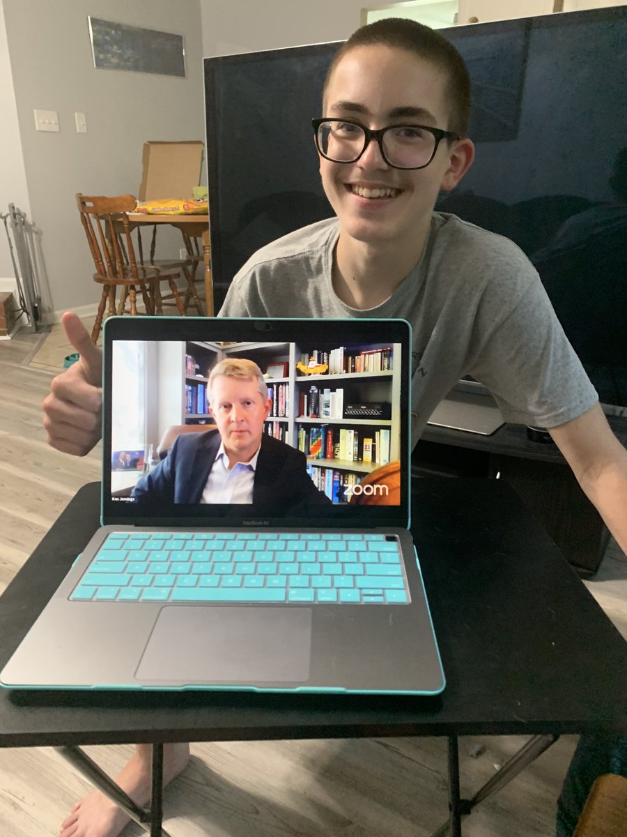 loopyedu's tweet photo. My son enjoyed learning trivia tips from a Jeopardy GOAT! I liked playing along with him. @varsitytutors @KenJennings https://t.co/qthohVJKay