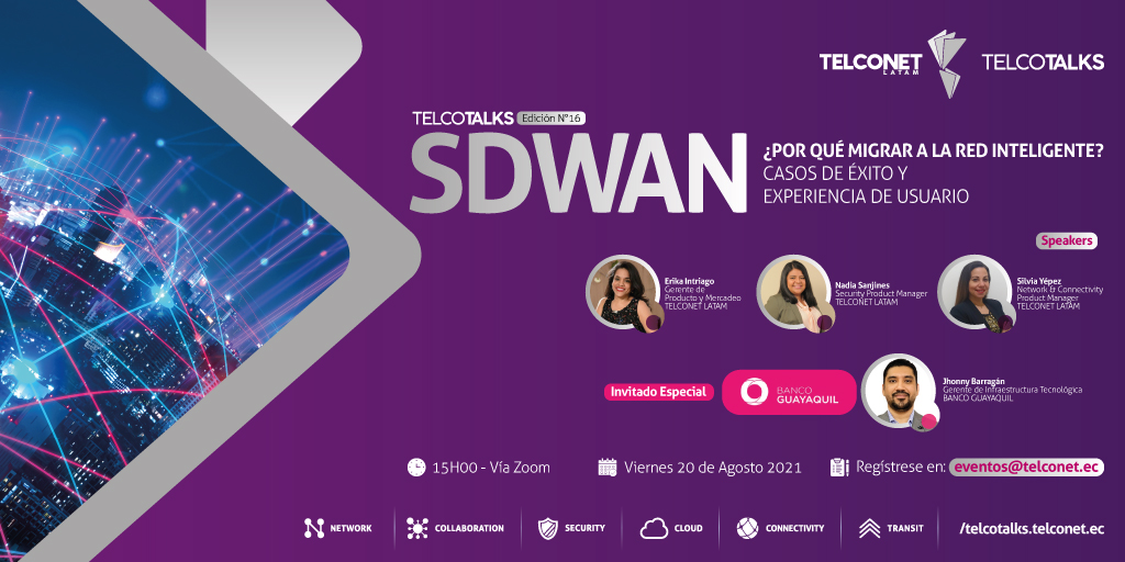 TelconetLatam's tweet photo. Los invitamos el Viernes 20 de Agosto a nuestra edición de TelcoTalks XVI sobre "SDWAN ¿Por qué migrar a la red inteligente? Casos de éxito y Experiencia de Usuario".
Los esperamos!
#TelcoTalks #SDWAN #RedInteligente https://t.co/r66FYheOrY