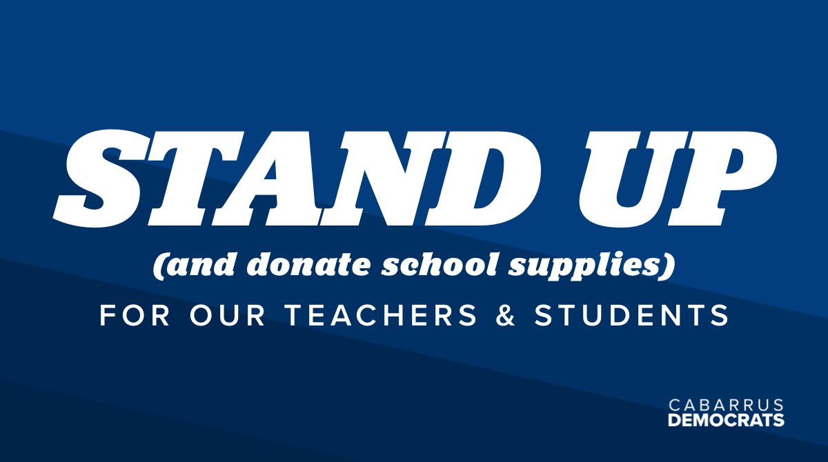 The drop-off bin is outside the Cabarrus Democrats’ HQ at 1 Buffalo Avenue OR feel free to donate supplies via Amazon Wish List: amzn.to/2Tu2wEA

Items collected are donated to both Cabarrus County Schools and Kannapolis City Schools. 🍎

...