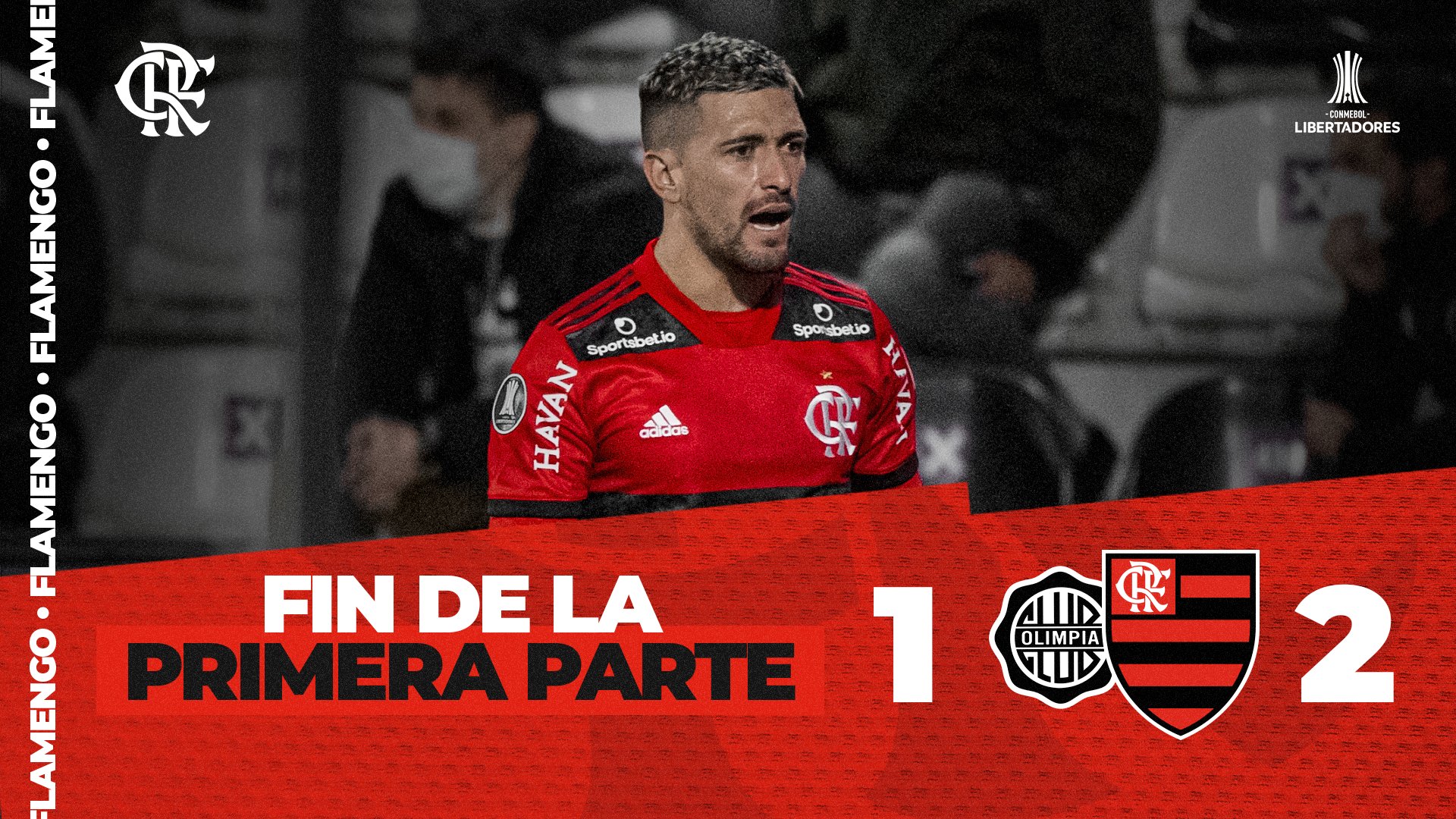 Flamengo on X: FIMMMMMMMMMMMMMMMM DE JOGO NO PARAGUAI! O Mengão goleia o  Olimpia por 4 a 1 com gols de Arrascaeta, Gabigol (2) e Vitinho no jogo de  ida das quartas de