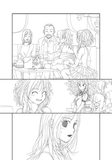 「My doll house」の下描き
台詞フキダシ擬音無し絵その、33

ソレらしくソレっぽいシーン描いてますが、オイラはキャバとか行った事ないのです〜ほとんど資料の雑誌から想像して描いてるので変な所あるかもです😅 