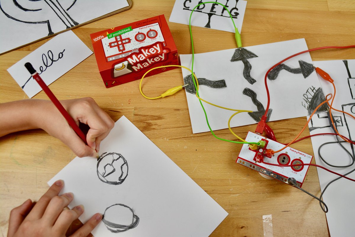 makeymakey's tweet photo. When you draw your circuits, you can use your #MakeyMakey invention kit with any content! 

This activity pairs nicely with our new Sampler app for plug and play options for #Elemakers ! https://t.co/2iLACvBn3h