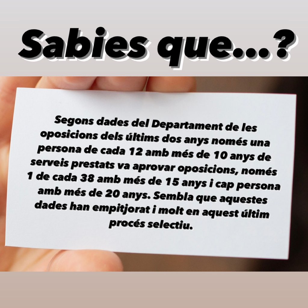 PerUnProcesJust's tweet image. Sabies que…?

#perunprocesjust #oposicions #interines #interins #joreclamoperunprocesjust #docents #mestres #estabilitat #aturemelfrau #fraudellei #fixesa #garanties #educació #educaciópública
